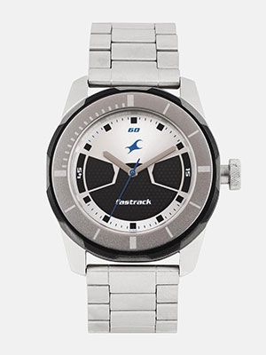Men Silver-Toned & Black Analogue Watch NK3099SM02