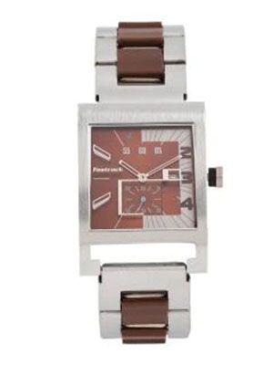 Men Brown & Silver-Toned Analogue Watch