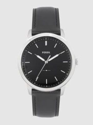 Men Black Leather Analogue Factory Serviced Watch FS5398I_SOR
