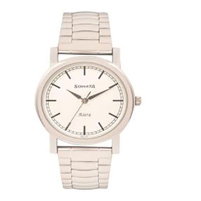 Men White Analogue Watch NJ77049SM02C