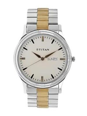 Men Silver-Toned & Off-White Analogue Watch NK1650BM01