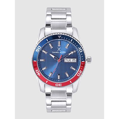 Men Blue Textured Analogue Watch DK12237-5