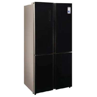 712 L, HRB-738BG Black Glass Finish Bottom Mounted French Door Refrigerator