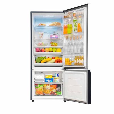 HRB-4952WKG-P 445 L, 2 Star, White Black Glass Finish Bottom Mounted Frost-Free Refrigerator