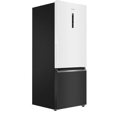 HRB-4952WKG-P 445 L, 2 Star, White Black Glass Finish Bottom Mounted Frost-Free Refrigerator