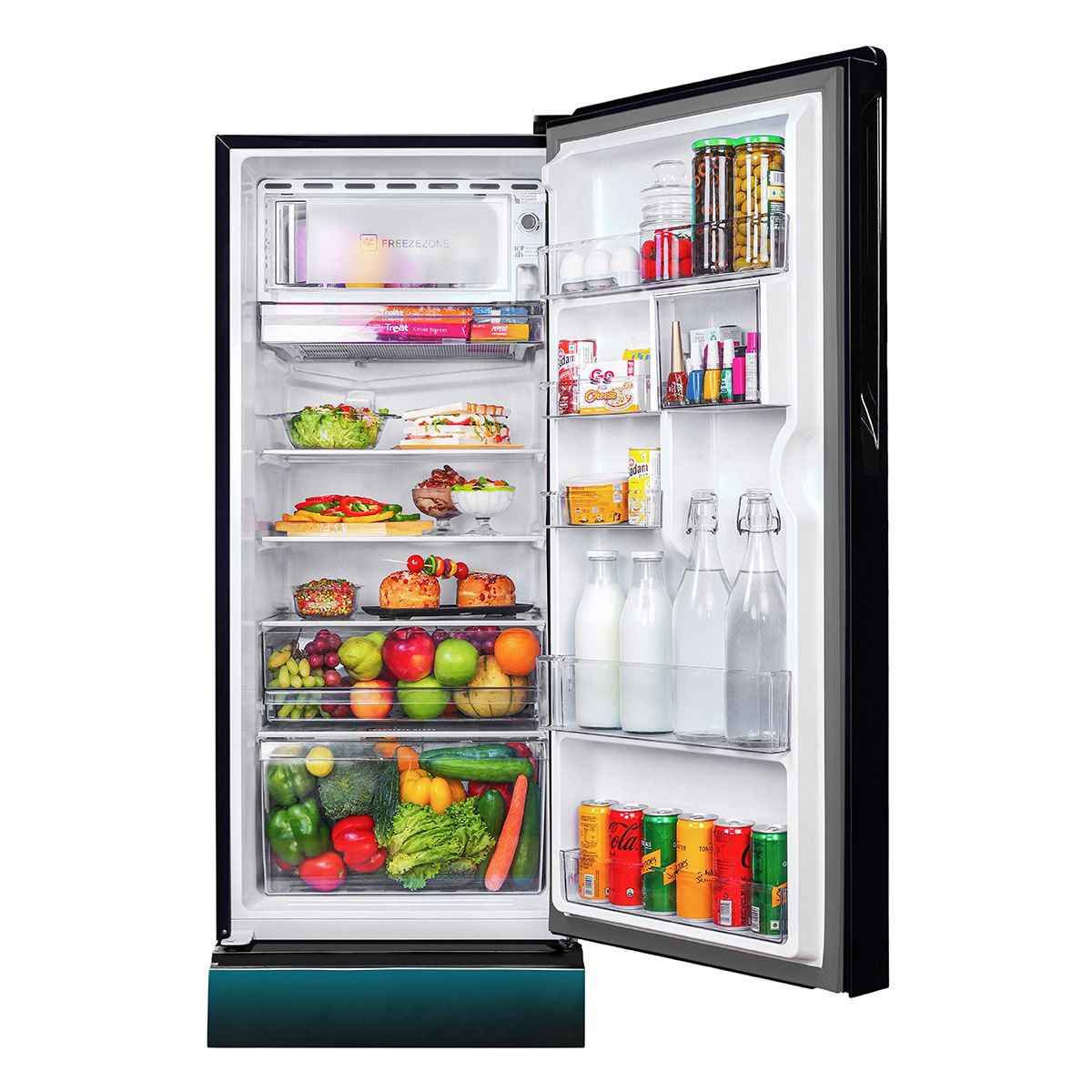 HRD-2105PAG-P 190 L, 5 Star, Aqua Glass Finish Direct Cool Single Door Refrigerator with Base Drawer