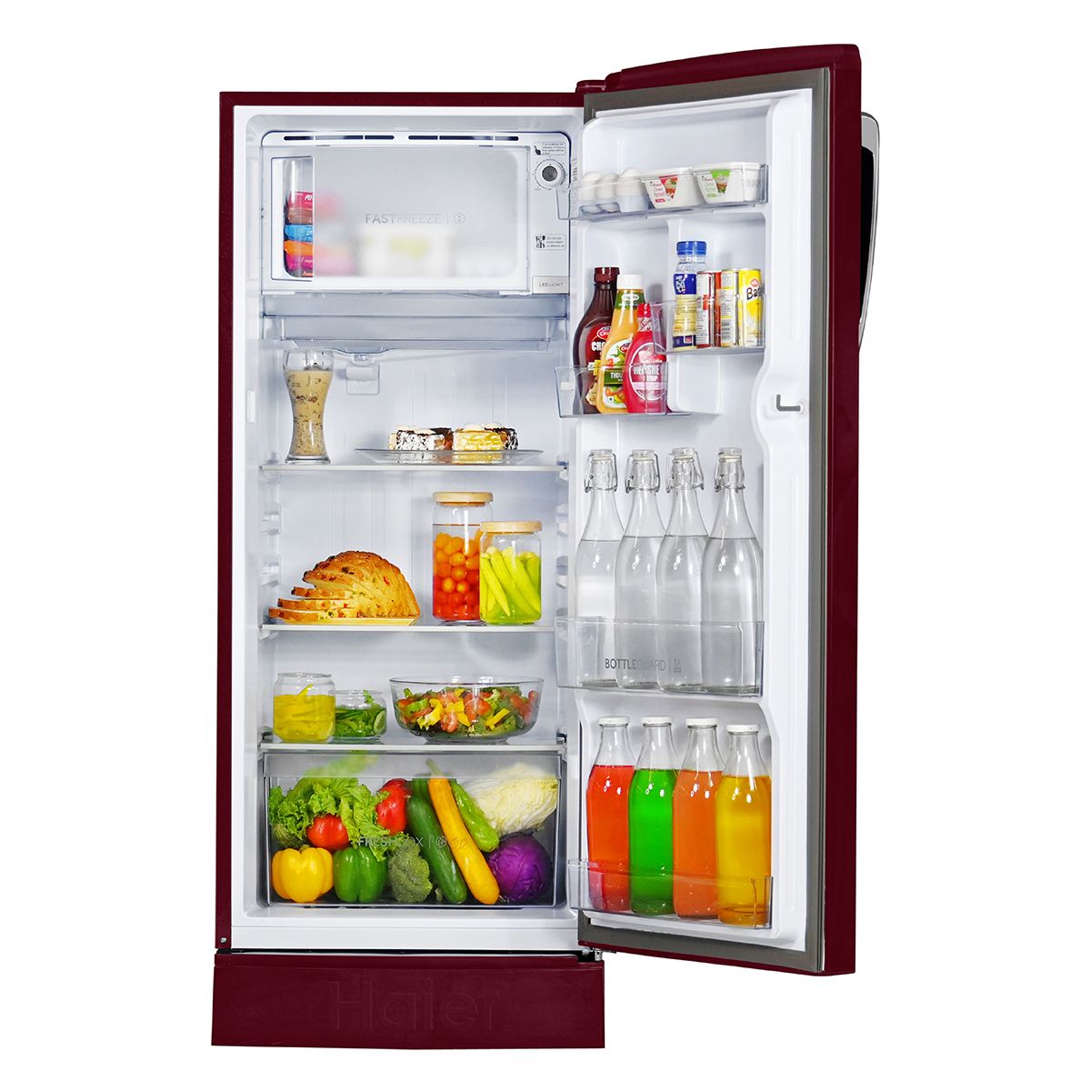 HRD-2263PRR-N 205 L, 3 Star, Red Rose Finish Direct Cool Single Door Refrigerator with Base Drawer