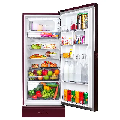 HRD-2355PRH-P 215 L, 5 Star, Red Hilton finish Direct Cool Single Door Refrigerator with Base Drawer