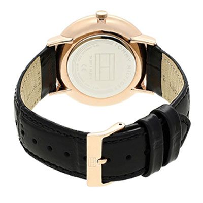 Men Black Leather Analogue Watch TH1710377