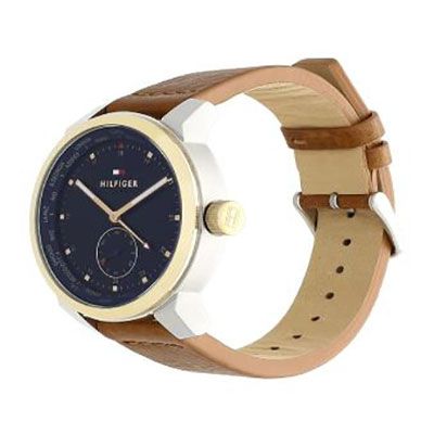 Men Blue Leather Analogue Watch TH1791553