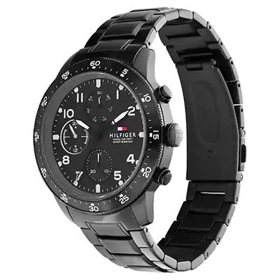 Black Dial Stainless Steel Strap Watch for Men