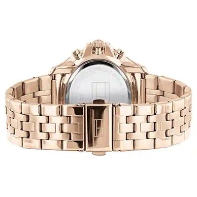 Rose Gold Dial Golden Stainless Steel Strap Watch