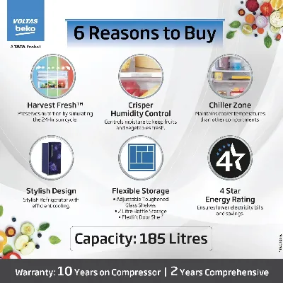 RDC220B 185 L 4 Star Direct Cool Single Door Refrigerator