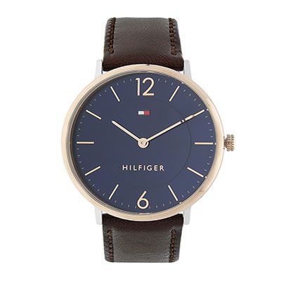 Men Blue Leather Analogue Watch TH1710354