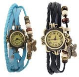 Aqua - Black Trendy Analog Casual PartyWear Watch For Women Pack Of 2