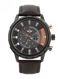 Men Charcoal Grey & Brown Analogue Watch MFB-PN-HP-3640