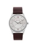 NT77082SL02W Men Silver-Toned & Brown Analogue Watch