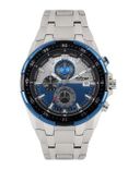 Octane Men Blue & Silver-Toned Dial Chronograph Watch 90044KM03