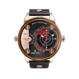 Premium Men Gunmetal-Toned Dual-Time Dial Watch DK11114-1