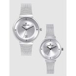 Premium Set of 2 His & Her Silver-Toned Analogue Watches DK12241-1