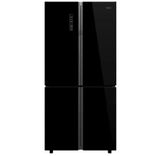 712 L, HRB-738BG Black Glass Finish Bottom Mounted French Door Refrigerator