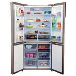 712 L, HRB-738BG Black Glass Finish Bottom Mounted French Door Refrigerator
