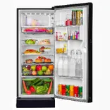 HRD-2105PFG-P 190 L, 5 Star, Floret Glass Finish Direct Cool Single Door Refrigerator with Base Drawer