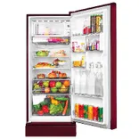 HRD-2105PRD-P 190 L, 5 Star, Red Dahelia Finish Direct Cool Single Door Refrigerator with Base Drawer