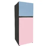 HRF-3783RBG-P Vogue 328L Rose Blue Glass Top Mount Fridge