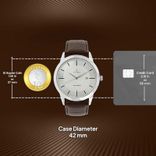 NS1584SL03 Classic Silver Dial Analog with Date Leather Strap watch for Men