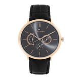 Men Black Leather Analogue Watch TH1710377
