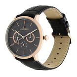 Men Black Leather Analogue Watch TH1710377