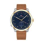 Men Blue Leather Analogue Watch TH1791553