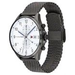 White Dial Grey Stainless Steel Strap Watch